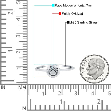 Little Paw Oxidized Band Solid 925 Sterling Silver Thumb Ring (7mm)